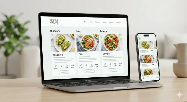 Приклад готового персоналізованого меню харчування — аналіз параметрів, рецепти та список продуктів